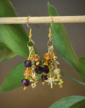 Load image into Gallery viewer, Warm Celestial Starburst Dangle Earrings
