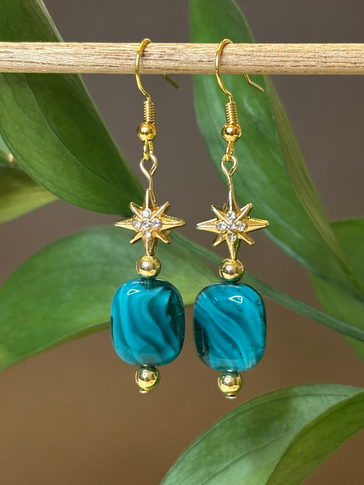 Teal Starburst Earrings