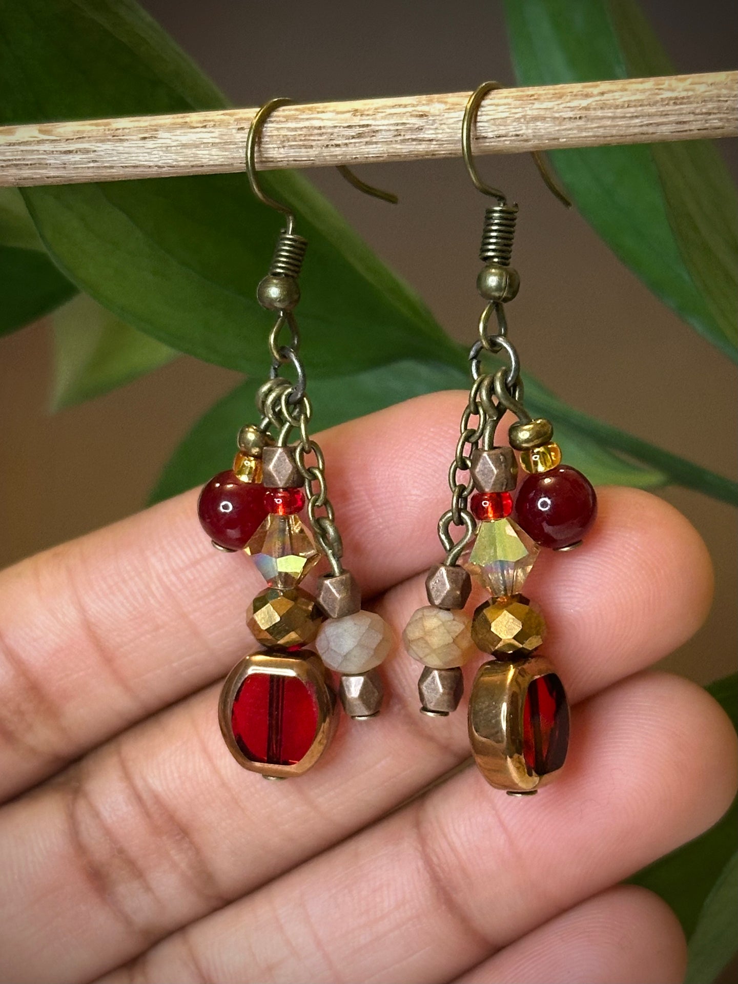 Burgundy Earthy Dangle Earrings