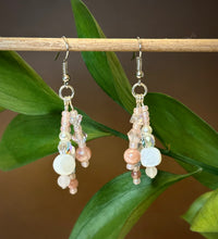 Load image into Gallery viewer, Sunstone and Rose Quartz Dangle Earrings
