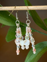 Load image into Gallery viewer, Sunstone and Rose Quartz Dangle Earrings
