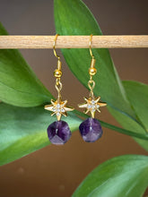 Load image into Gallery viewer, Amethyst Starburst Dangle Earrings
