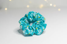 Load image into Gallery viewer, Turquoise Floral Scrunchie
